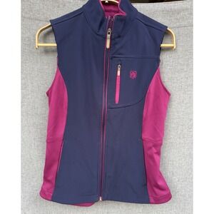ROMFH Equestrian Dry Shell Full Zip Riding Vest Small 6-8 Blue & Berry Womens